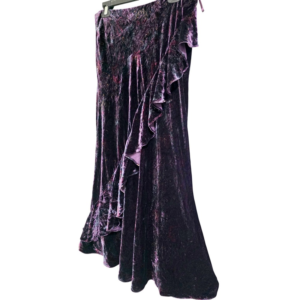 Lauren Ralph Lauren Velvet Midi Skirt Womens 8 Purple Silk No Forsale - Picture 3 of 10